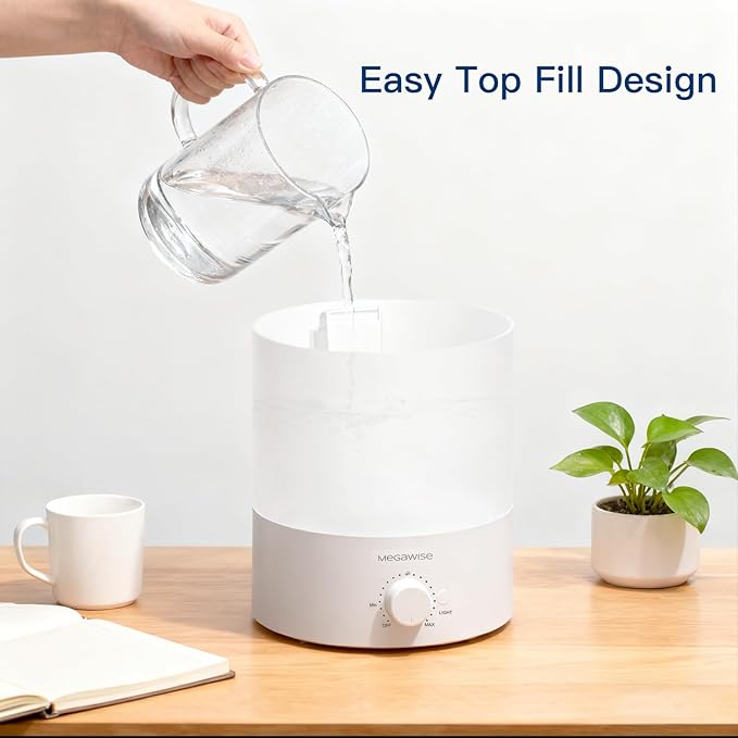 MegaWise Ultrasonic Cool Mist Humidifier SK7620 - 1.5L Capacity, Whisper-Quiet Operation, Adjustable Mist Output, Auto Shut-Off - Ideal for Home, Office, Baby Room, and Bedroom