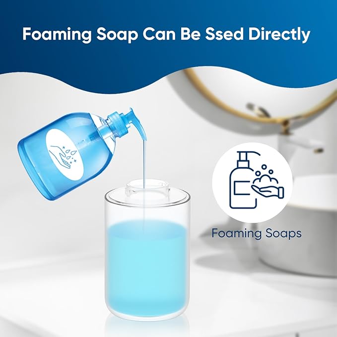 Automatic Soap Dispenser Touchless – 400ml Foaming Hand Soap Dispenser for Bathroom & Kitchen, Wall Mount or Countertop, 4 Adjustable Foam Levels, Rechargeable, IPX5 Waterproof