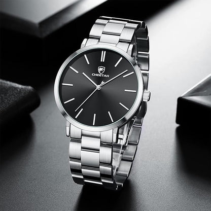 GOLDEN HOUR Men's Watches Slim Minimalist Runway Plated Stainless Steel Quartz Analog Watch