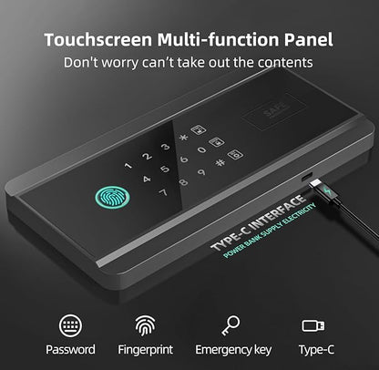 KAPUCI Touchscreen Biometric Fingerprint Safe Box,Full Soft Package Interior with Private Inner Door Digital Heavy Personal Private Cabinet Home Safes,Suitable for Home, Office, Bedroom(Black)