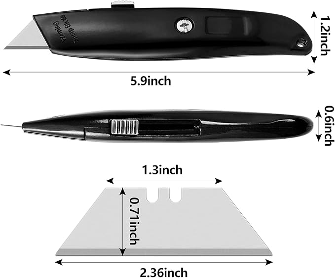 DIYSELF 30 Pack Box Cutter Heavy Duty Aluminium Shell Utility Knife | SK5 Steel Sharp Blade | Retractable Knife for Cutting Cartons Ropes and Cardboard | Home and Office Use (Black)