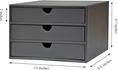 UnionBasic Document Organizer, 3-Drawer File Cabinet Document Storage Box, Office Desktop Filing Organizer, Elegent Grey