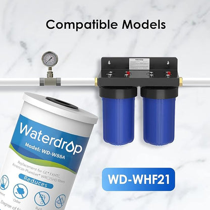 Waterdrop FXHTC Whole House Carbon Water Filter, Replacement for GE® FXHTC, GXWH40L, GXWH35F, Culligan® RFC-BBSA, American Plumber W10-PR, W10-BC, WRC25HD, 10" x 4.5" Cartridge, 5 Micron, Pack of 3