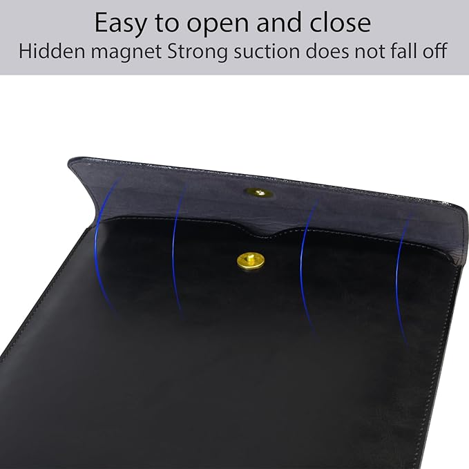 Genuine Leather Laptop Sleeve Compatible with 13 Inch MacBook Air M4 M3 M2 M1＆MacBook Pro M2 2022 M1 2020-2016,Laptop Cover for 13-13.3 Inch Notebook,Black