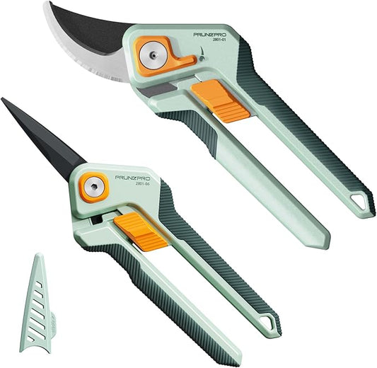 PrunePro Pruning Shears Gardening Scissors Set Professional Hand Pruner Sharp Stainless Steel Blade Garden Scissors Plant Flower Garden Clipper