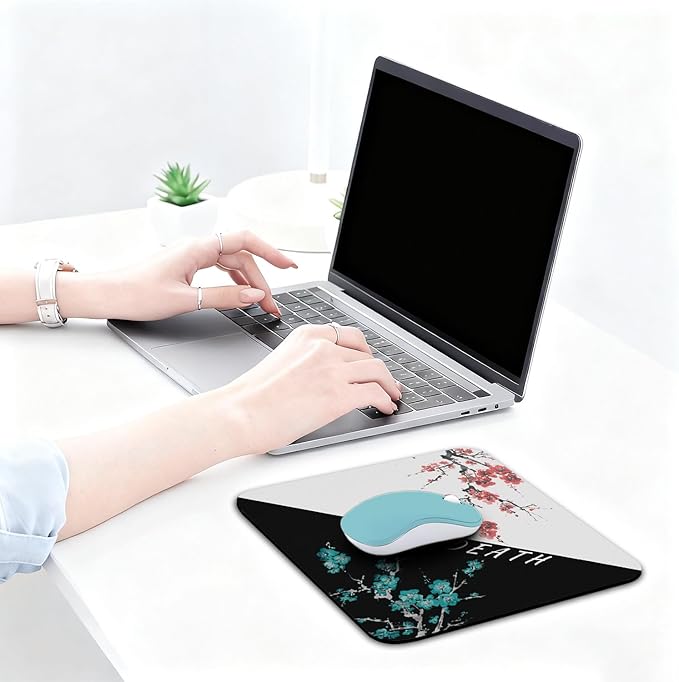 Cherry Blossoms Patterns Desk Mat, Large Gaming Mouse Pad Non-Slip Rubber Base with Stitched Edges, Waterproof Protection for PC Laptop Home Office Desk Decor (12.5x10.5in)