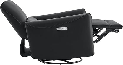 CHITA Power Recliner Chair Swivel Glider, FSC Certified Upholstered Faux Leather Living Room Nursery Reclining Sofa Chair with Lumbar Support, Black