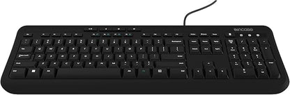 Incase Wired Keyboard 600 – Designed by Microsoft – Spill Resistant, Quiet Touch Keys, Plug and Play, 4 Hotkeys, Windows Start Key – Black