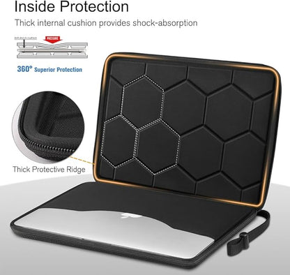 FINPAC Hard Laptop Sleeve Case for 13 inch MacBook Air M4 2025 M3 2024, 14 inch MacBook Pro M4/M3/M2/M1 A2918 A2992 A2779 A2442, 13'' Air/Pro, Waterproof Case for Dell, Surface Laptop, HP, Acer, Black