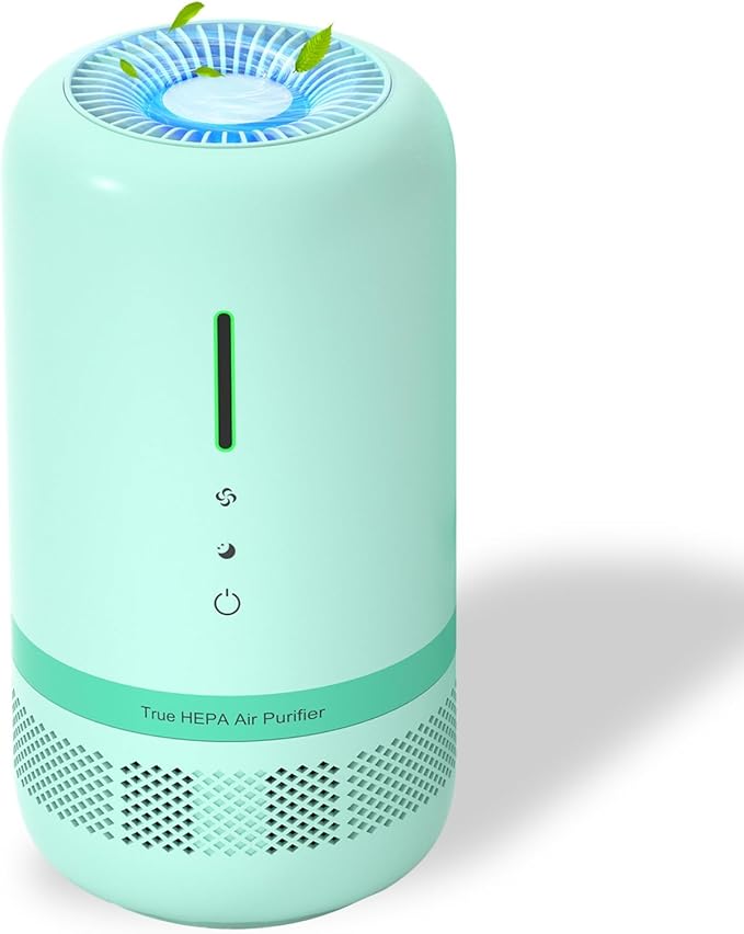 Air Purifiers for Home,H13 HEPA Small Air Purifier for Room up to 960ft²,Air Purifiers for Home Pets,Odor,Dust,Quiet Air Cleaner for Office,Living Room,Bedroom,Kitchen,Green 1 Pack
