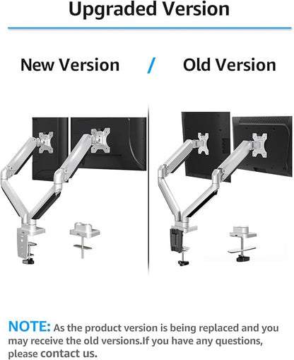 MOUNTUP Dual Monitor Desk Mount, Die-Cast Aluminum Fully Adjustable Double Monitor Arm with Gas Spring, Computer Monitor Stand Fits 2 Screen 17 to 32 inch - Each Arm Holds 4.4-19.8LBS, MU0024