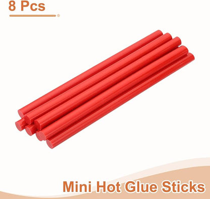 uxcell 8 Pcs Mini Hot Glue Sticks, 0.43" Dia x 7.87" Long EVA Glue Gun Sticks, Red Mini Hot Melt Glue Sticks for DIY Craft Sticky Projects