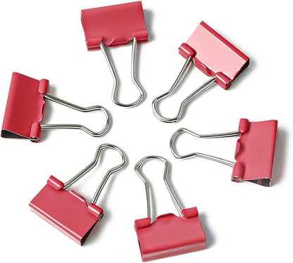 100 Pack Mini Red Binder Clips 5/8 Inch (15 mm), Colored Little Paper Clamps, Small Tiny Micro Size Paper Clips for Office Home School Business 0.6"