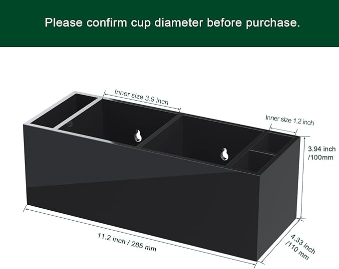 Double Cup Holder with Marker Slot, Party Cup Dispenser Acrylic Cup Organizer Mark Your Cup and Drink Up Caddy Modern Bar Counter Decor, Black