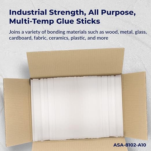 ASA Full Size Hot Glue Sticks for Glue Gun - 7/16" x 10" | All Purpose Hot Gun Sticks Adhesive for Woodworking, Ceramic, & Corrugated Materials| High-Temp, Wood | Pack of 193