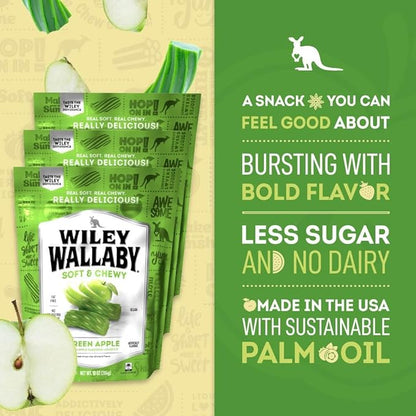 Wiley Wallaby Licorice 10 Ounce Classic Gourmet Soft & Chewy Australian Green Apple Licorice Candy Twists, 3 Pack