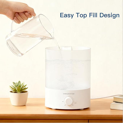 MEGAWISE 3.5L Cool Mist Humidifier with Top Refill, Large Capacity of 3.5L, Easy Safe and Convenient for Home + 7 Night light Colors