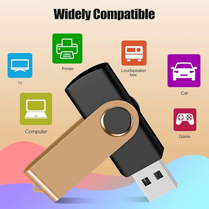 EASTBULL 64GB USB Flash Drive Bulk Thumb Drives 10 Pack with Lanyards USB 2.0 Memory Sticks Zip Drive Pen Drive for Storage and Backup Glod 10PCS 64GB