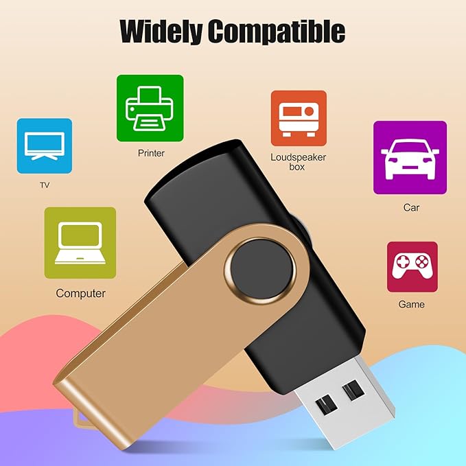 EASTBULL 8GB USB Flash Drive 100 Pack with Lanyards - USB 2.0 Jump Drive for Storage and Backup - Gold 100PCS