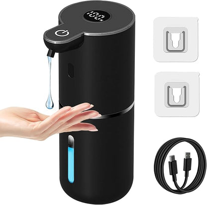 Automatic Liquid Soap Dispenser Touchless, USB Rechargeable Smart Hand Soap Dispenser, 6-Level Adjustable, 12.8oz/380mL, Compatible with Thick Thin Dish Soap for Bathroom Kitchen, Black
