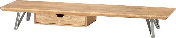 Anji Mountain Monitor Stand - Desktop Organizer & Laptop Riser, Ergonomic Monitor Riser, Space-Saving Monitor Stand for Desk, Durable Construction, Easy Assembly, Ideal for Home & Office,White Wash