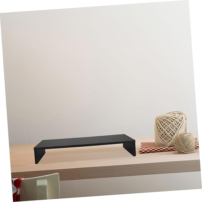 Minimalist Wood Monitor Stand Desk Riser with Anti-slip Surface Ergonomic Computer and Notebook Riser Shelf for Desktop Laptop Printer Sturdy Organizer for Office Workspace Black