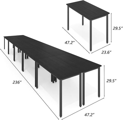Bonzy Home Conference Tables 20ft Office Computer Desk for Meeting Room Study Writing Printer Podcast Table for 24 People Modern Black 10PCS 236.2"x47.2"x29.5"