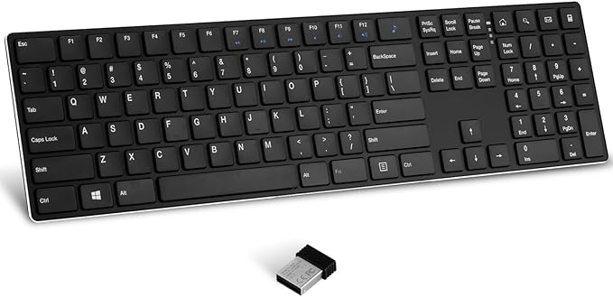 TIETI K01R Wireless Keyboard, 2.4G Slim and Compact Wireless Keyboard with Numeric Keypad, Long Battery Life, Lag-Free for PC Laptop Computer Windows, Black