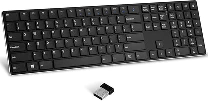 TIETI K01R Wireless Keyboard, 2.4G Slim and Compact Wireless Keyboard with Numeric Keypad, Long Battery Life, Lag-Free for PC Laptop Computer Windows, Black