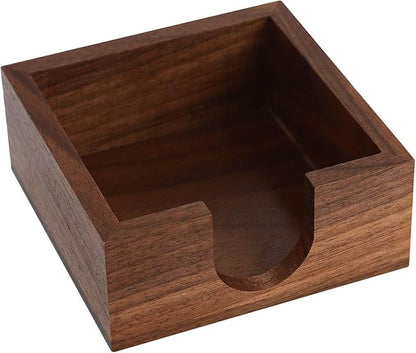 Buqoo Walnut Wooden Sticky Note Holder, Self Stick Note Holder Memo Pad Holder Dispenser Organizer, Post It Note Dispenser Cube Holder for 3 x 3 Sticky Notes for School Office Home Desk Accessories