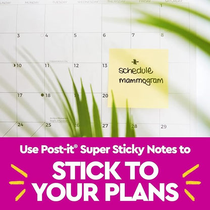 Post-it 100% Recycled Paper Super Sticky Notes, 2X The Sticking Power, 3x3 in, 24 Pads/Pack, 70 Sheets/pad, Canary Yellow (654R-24SSCY-CP)