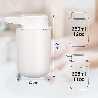 2 Pack Automatic Foaming Soap Dispenser, 10.5oz Touchless Electric Hand Soap Dispenser, Rechargeable Foam Pump for Bathroom Countertop, Kids & Family Use (White)