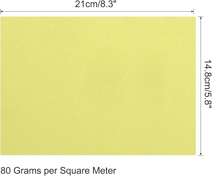 MECCANIXITY 75 Sheets A4 Colored Print Copy Paper 5.8" x 8.3" Origami Paper Printer Paper 80gsm for Printing, Document Copying, Art Craft,Light Yellow