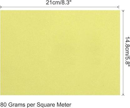 MECCANIXITY 75 Sheets A4 Colored Print Copy Paper 5.8" x 8.3" Origami Paper Printer Paper 80gsm for Printing, Document Copying, Art Craft,Light Yellow