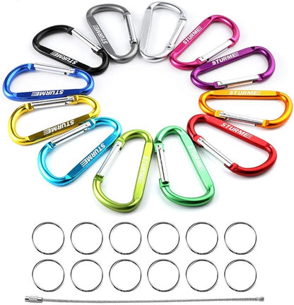 STURME 12pcs Carabiner Clip 3" Small Durable Carabiner Keychain Carabeaner Hooks