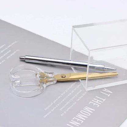 6 Inch Office Scissors Clear Acrylic Handles Gold Craft Scissor Semi-Circular Grip Fabric Shears Stainless Steel Sharp Blades Round Tips for Paper Thread (Gold)