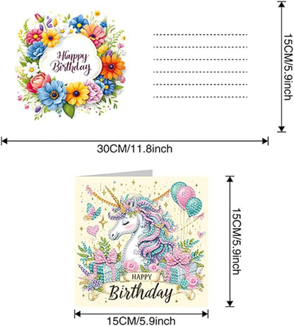 6PCS Diamond Art Painting Greeting Card Set, Birthday Pattern Cards with Envelopes,DIY Card Making Kits Thank You Card Arts Crafts for Birthday