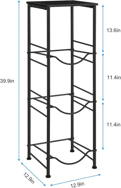 OYEAL Water Jug Holder Stand 5 Gallon Water Bottle Holder Organizer With Shelf, Heavy Duty 3 Tier Water Bottle Storage Rack for Kitchen, Office, Living Room, Black