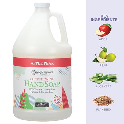 Ginger Lily Farms Botanicals All-Purpose Liquid Hand Soap Refill, 100% Vegan & Cruelty-Free, Apple Pear Scent, 1 Gallon (128 fl. oz.)