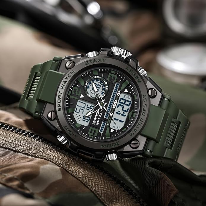 KXAITO Men's Watches Sports Outdoor Waterproof Military Watch Date Multi Function Tactics LED Alarm Stopwatch