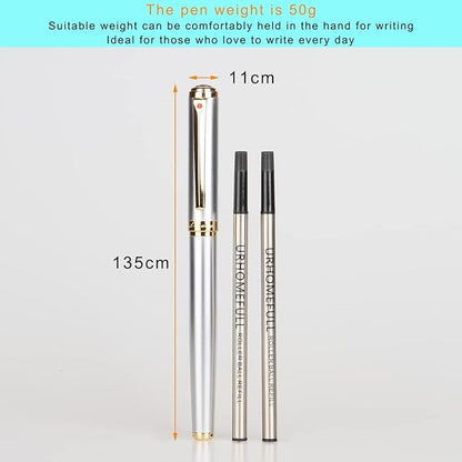 Stunning Luxury Rollerball Pen with 24K Gold Trim,Switzerland Tip with Black Ink Refills,Perfect Roller Ball Point Pen Gift for Men Women,Fancy Writing Set for Business,Fog Chromium