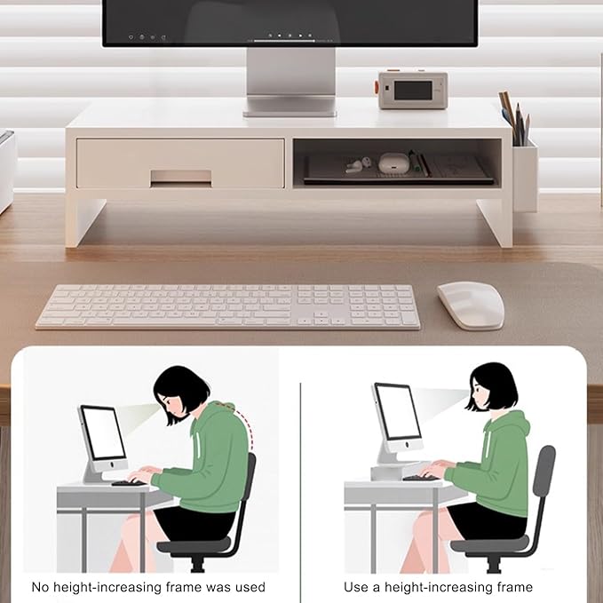 Monitor - Desk for Monitor Setup, Adjustable Design Easy Assembly Stable Function, Organizer Tool, Computer Accessory for Home Office Study Bedroom Room 5 Inch