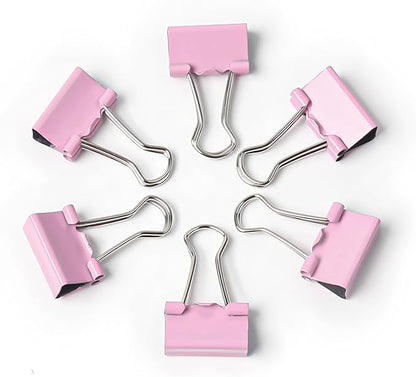 50 Pack Small Pink Binder Clips 3/4 Inch (19 mm), Colored Little Paper Clamps, Tiny Mini Paper Clips for Office Home School Business 0.75"