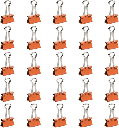 JAM PAPER Colorful Binder Clips - Small - 3/4 Inch (19 mm) - Orange Binderclips - 25/Pack