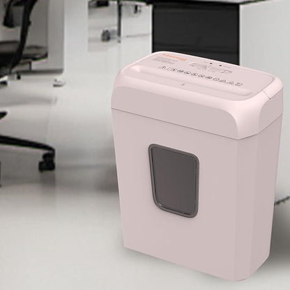 Bonsaii 5-Sheet Crosscut Shredder for Home & Office, Shreds Paper, Credit Cards, Staples & Paper Clips, 3.4-Gallon Pullout Bin, Compact & Stylish in Pink
