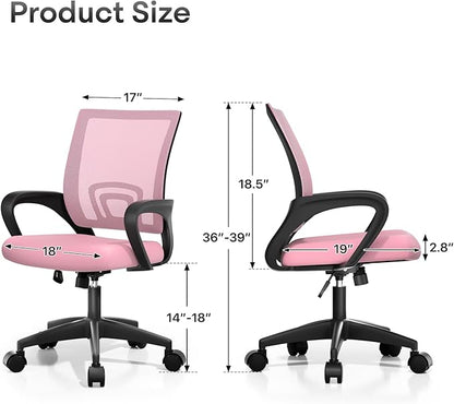 Athena Collection Office Chair - 330Lbs, 2 Packs Breathable Mesh Desk Chair Thickness Cushion with Lumbar Support & Armrest, Rolling Swivel Adjustable Tilt Lock for Home Office/Gaming, Bedroom Study