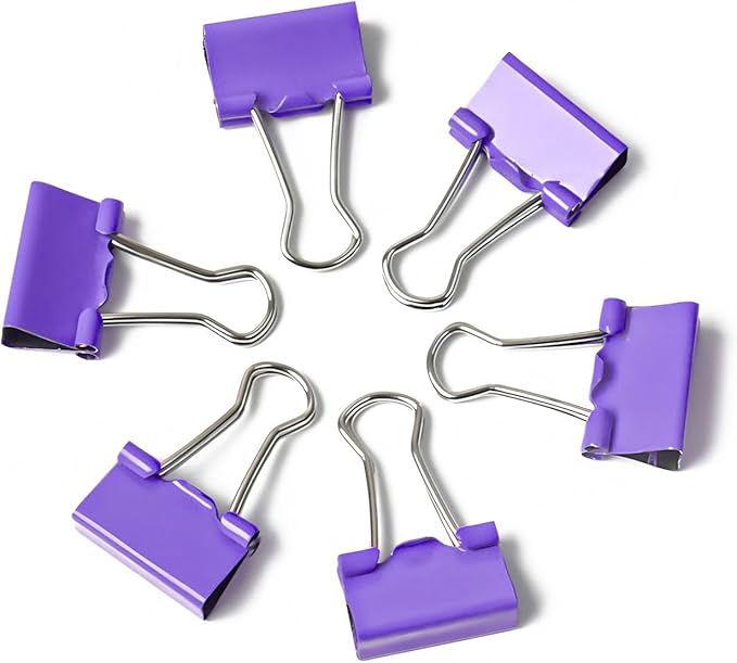 50 Pack Small Purple Binder Clips 3/4 Inch (19 mm), Colored Little Paper Clamps, Tiny Mini Paper Clips for Office Home School Business 0.75"