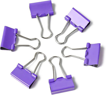 50 Pack Small Purple Binder Clips 3/4 Inch (19 mm), Colored Little Paper Clamps, Tiny Mini Paper Clips for Office Home School Business 0.75"