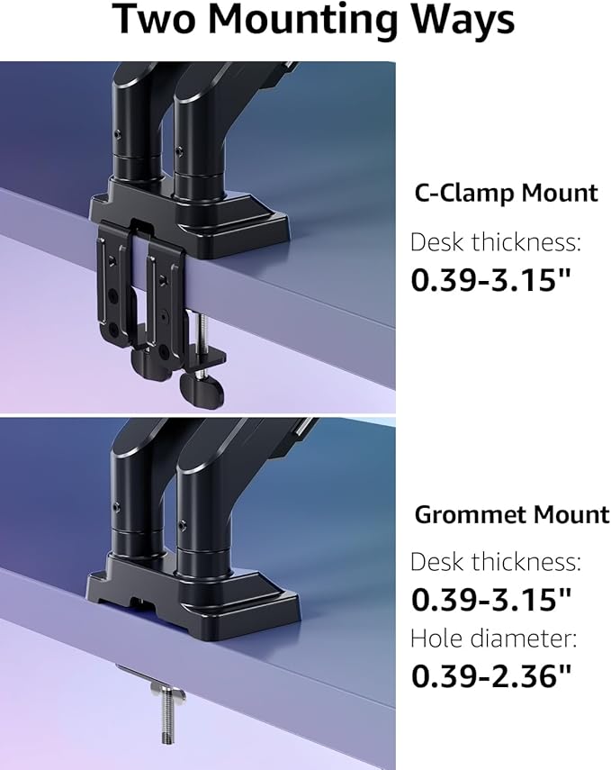 MOUNTUP Dual Monitor Stand for Max 43 inch Screens, Ultrawide Monitor Arm Height Adjustable, Heavy Duty Dual Monitor Mount, Full Motion Premium Gas Spring Arm, Holds 2.2 to 33 lbs, VESA Desk Mount
