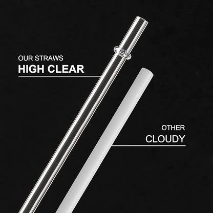 24 Pack, HIGHLY Transparent Reusable Plastic Straws with 4 Cleaning Brushes, 10.5 in Long Drinking Straws, Clear Replacement Straw for 16 24 30 32 OZ Tumblers, Cups, Jars, YETI, Starbucks - BPA FREE